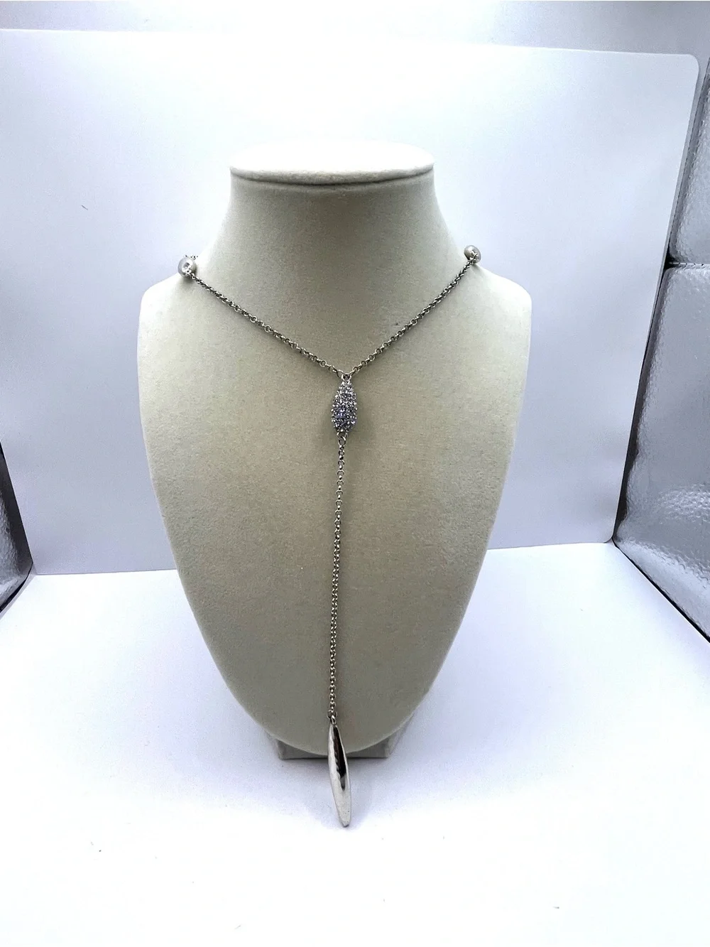 Brighton Bilbao Mist Y-Drop Necklace Lariat Silver with Crystals Necklace